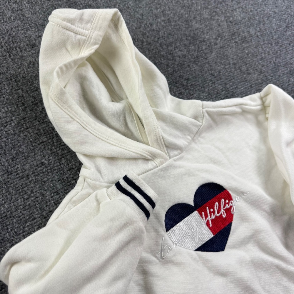Tommy Hilfiger Hoodie 18M White Heart Logo Pullover Sweatshirt Kids